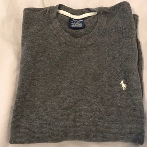 Mens polo waffle knit crew neck thermal